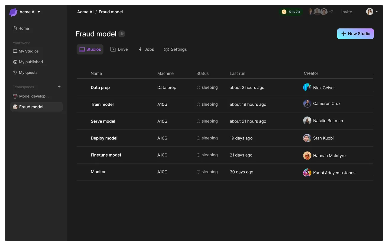 A teamspace for a specific use case—fraud.