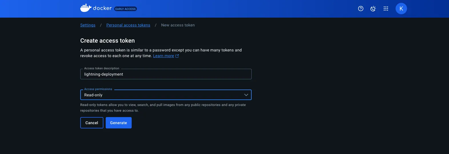 Generating a new token