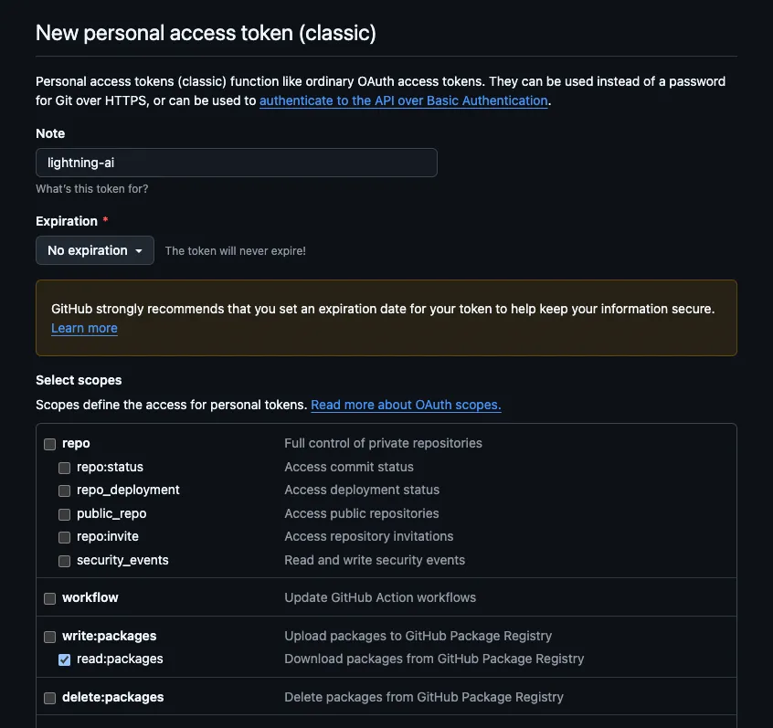read:packages permission is needed