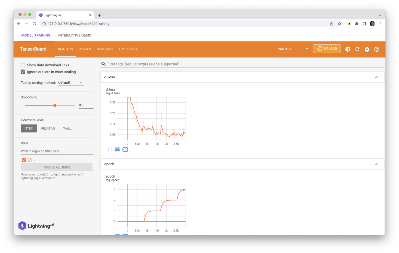 TensorBoard tab