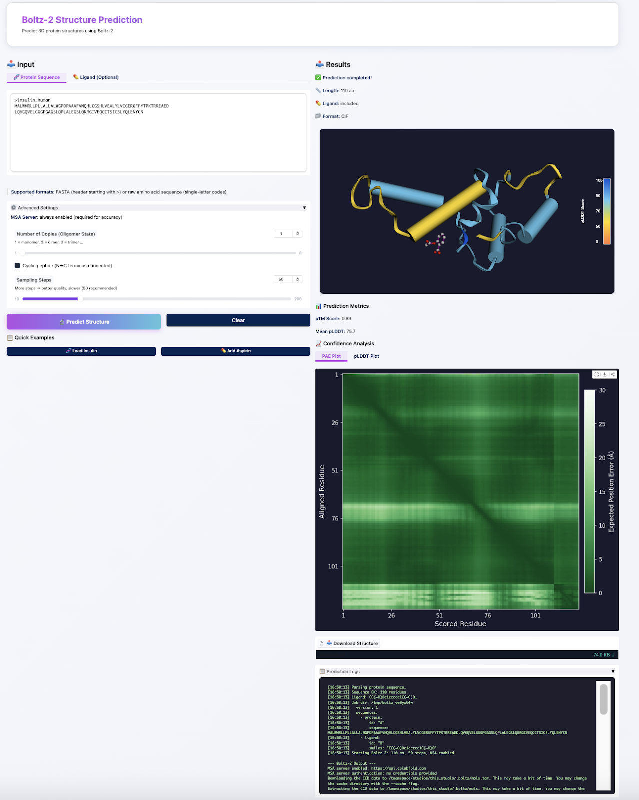 Demo on Boltz-2 Structure Prediction App