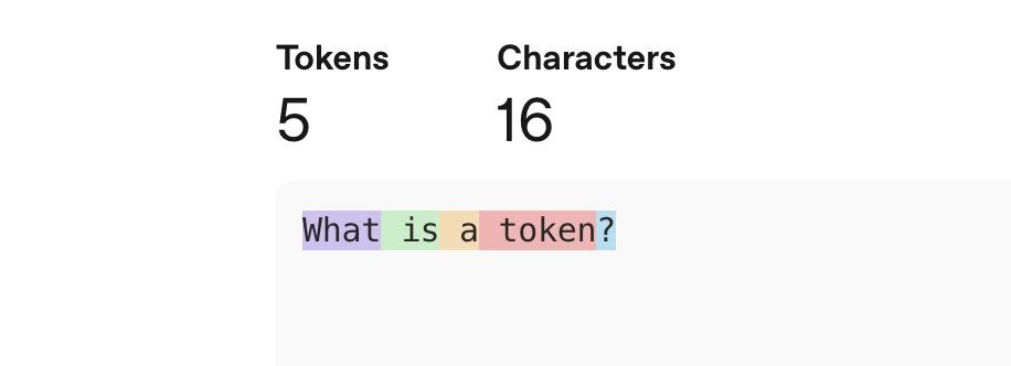 A token is part of a word