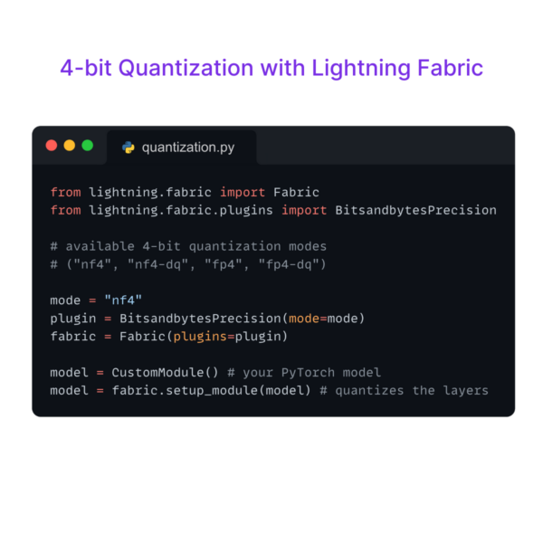 4-Bit Quantization with Lightning Fabric