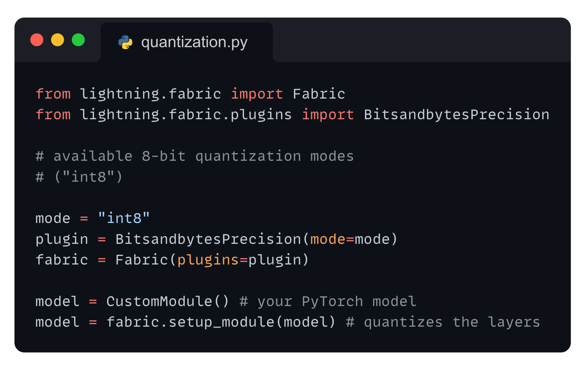 8-bit Quantization with Lightning Fabric